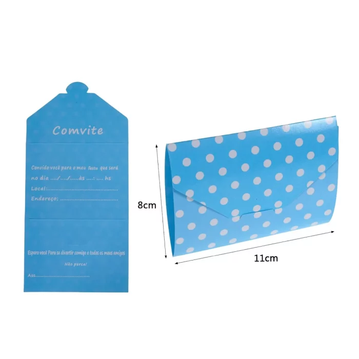 Convites de aniversário elegantes: Pacote inclui 6 cartões de convite com um design elegante de poá em um encantador tom de azul claro. Perfeito para todas as idades e gêneros.Embalagem econômica: Cada pacote vem com seis convites
