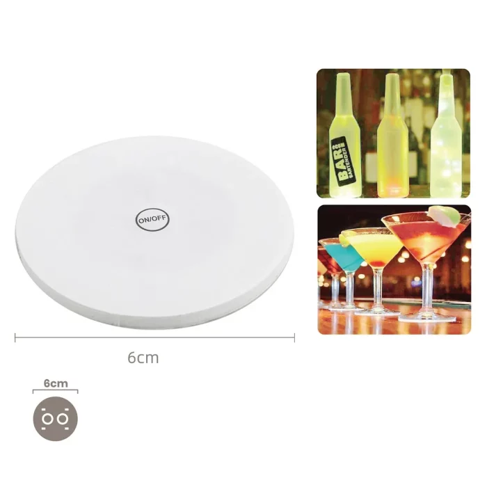 Adesivo de Luz LED: Transforme suas garrafas em belos centros de mesa com nosso adesivo de luz.Amarelo Aconchegante: Transmite uma sensação calorosa e convidativa para qualquer ambiente.Tamanho Versátil: Com 6cm