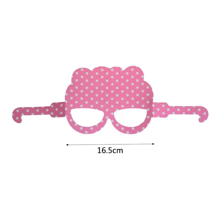 Óculos de festa divertido e elegante em rosa vibrante com estampa de bolinhas; perfeito para aniversários