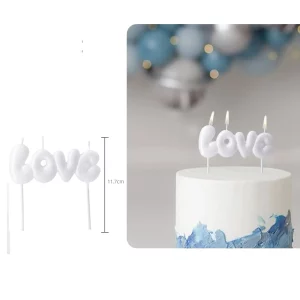 Pack de 1 Vela de aniversário com encantadora inscrição 'Love' em branco
