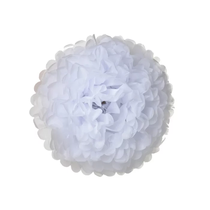 Perfeitos para decorações de aniversário;Pompons de papel branco de luxo medindo 40cm;Inclui uma unidade por embalagem;Fáceis de montar e pendurar para criar uma decoração impressionante;Disponível em uma variedade de cores para combinar com qualquer tema de festa. Criativos pompons de papel branco de 40cm