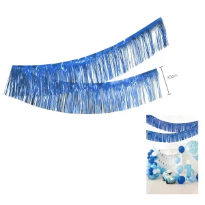 Decoração incrível: Essa cortina decorativa azul proporciona um toque elegante e festivo para qualquer evento. 2. Tamanho perfeito: Com dimensões de 35cm*3m