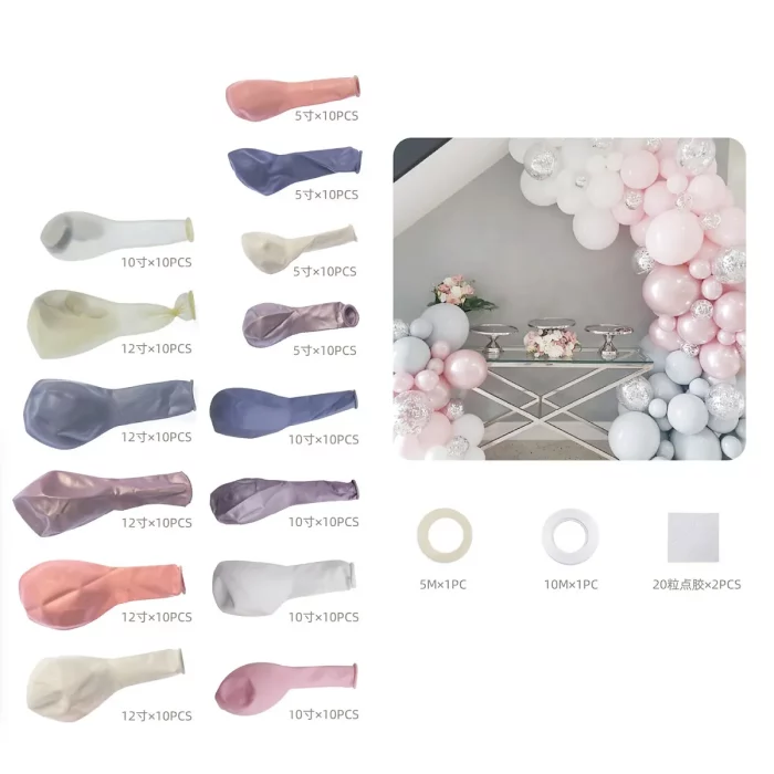 Conjunto abrangente: nossa guirlanda de balões inclui 140 balões coloridos que são suficientes para todos os tipos de decorações de festa.Variedade de Cores: O kit possui uma variedade de cores vibrantes que incluem cinza