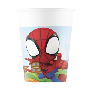 Desfrute de suas bebidas favoritas com estilo com este conjunto de 8 copos de papel temáticos do Spider-Man e seus incríveis amigos de 200ml.