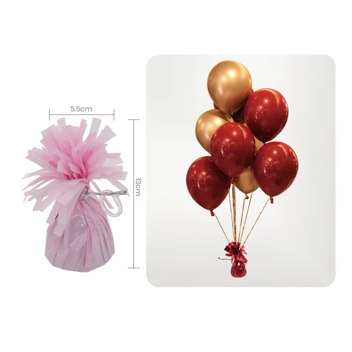 Este pacote inclui um balão com peso de cor rosa
