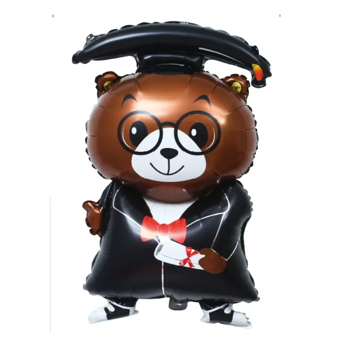 Balão Mylar premium de 48cm ideal para festas de graduação.Design único em forma de urso marrom