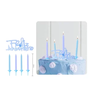 Vela de aniversário vibrante em azul pastel
