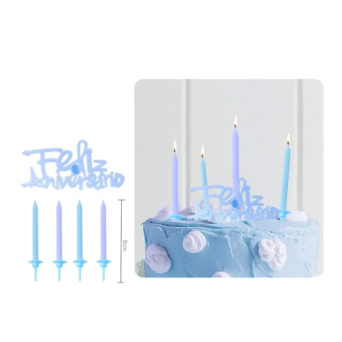 Vela de aniversário vibrante em azul pastel
