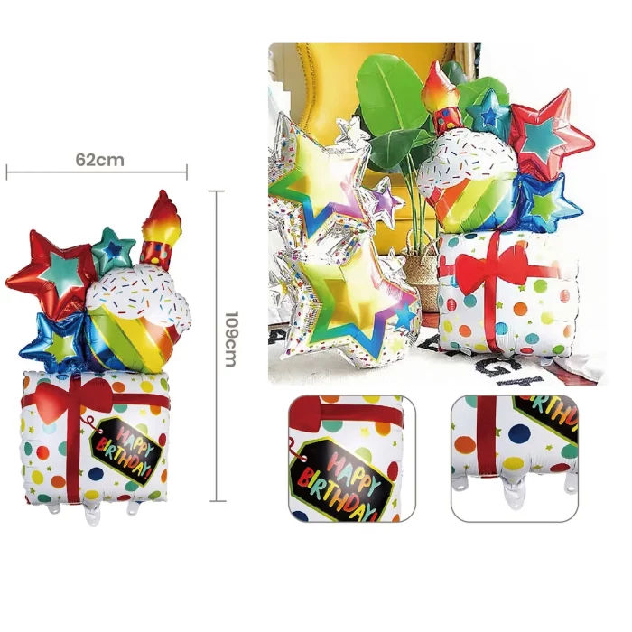 Balão Mylar de alta qualidade para festas com tamanho impressionante de 62cm.Perfeito para celebrações de aniversário com seu visual colorido vibrante.Vem em pacotes de 1