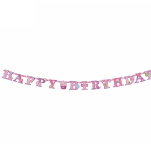 Este pacote contém uma linda grinalda de aniversário rosa