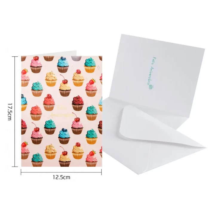 - Cartão de Felicitações perfeito para ocasiões de aniversário trazendo um toque pessoal com o padrão FELIZ ANIVERSARIO. - Vem individualmente embalado para garantir a integridade do produto durante o transporte. - Ideal para consumidores que dão valor à personalização e detalhes em momentos especiais. Cartão de aniversário com padrão FELIZ ANIVERSARIO