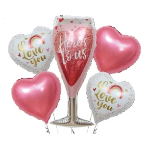 Conjunto atraente: este kit contém 5 balões mylar premium para decorar sua celebração de aniversário ou Dia dos Namorados com estilo.Qualidade superior: Feitos de material de alumínio de alta qualidade