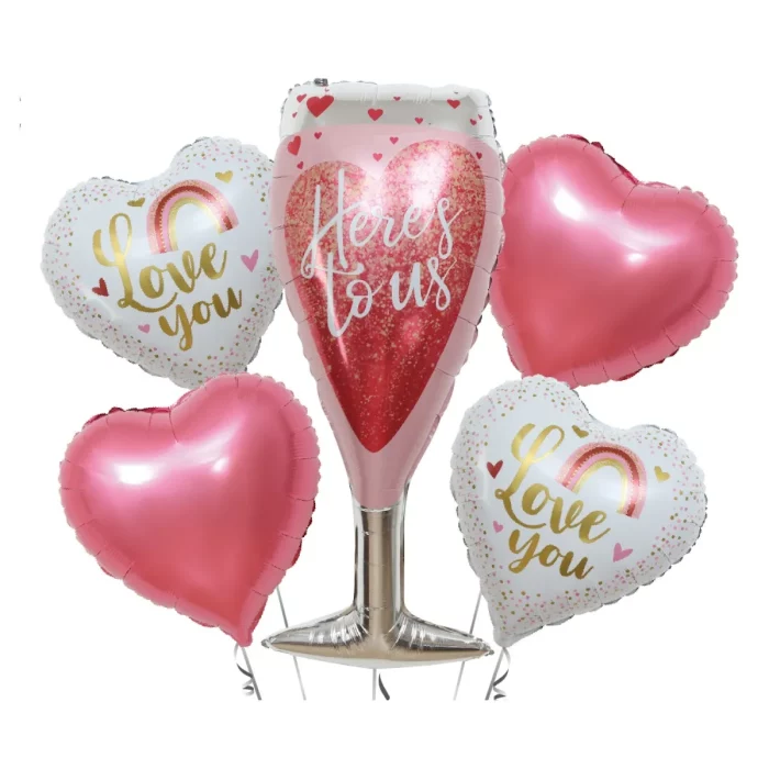 Conjunto atraente: este kit contém 5 balões mylar premium para decorar sua celebração de aniversário ou Dia dos Namorados com estilo.Qualidade superior: Feitos de material de alumínio de alta qualidade