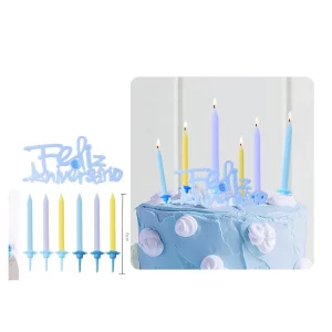 Vela de aniversário de design exclusivo com a palavra 'feliz aniversário'.Tamanho ideal de 8