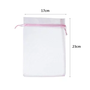 Sacos de organza na cor rosa