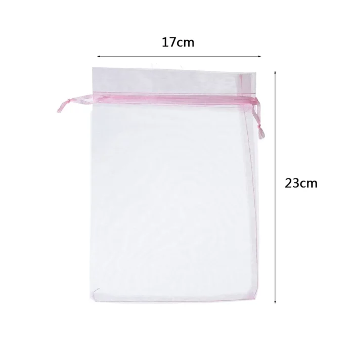 Sacos de organza na cor rosa