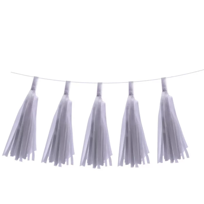 Conjunto de 5 borlas de festa em branco