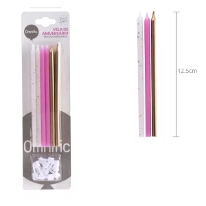 Perfeito para festas: Este conjunto de velas de aniversário colorido apresenta um design de gradiente rosa que é ideal para adicionar uma faísca mágica a qualquer festa de aniversário.Quantidade abundante: Com um pack de 12