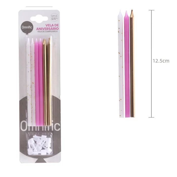 Perfeito para festas: Este conjunto de velas de aniversário colorido apresenta um design de gradiente rosa que é ideal para adicionar uma faísca mágica a qualquer festa de aniversário.Quantidade abundante: Com um pack de 12