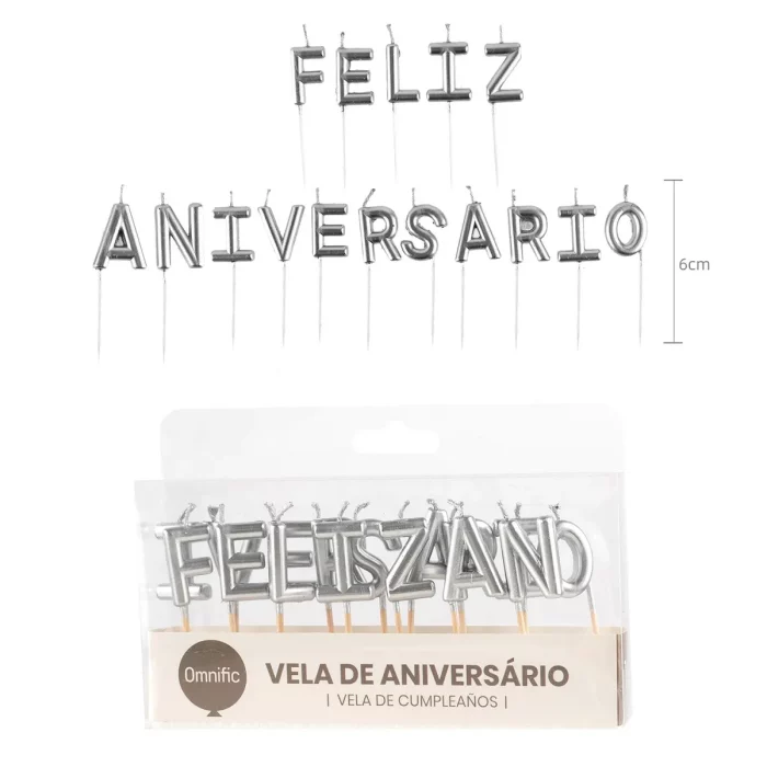 Velas de aniversário prateadas de alta qualidade