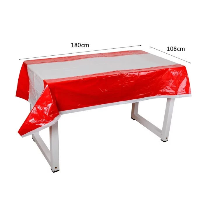 Toalha de mesa vermelha ideal para celebrações de aniversário.Pacote individual para garantir a qualidade do produto.Tamanho grande 108*180cm acomoda uma variedade de configurações de mesa. Toalha de mesa vermelha de 180cm