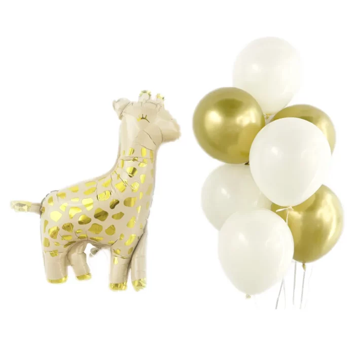 Este kit de balões apresenta um design animado com uma variedade de animais