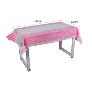 Elegante toalha de mesa rosa com design de bolinhas