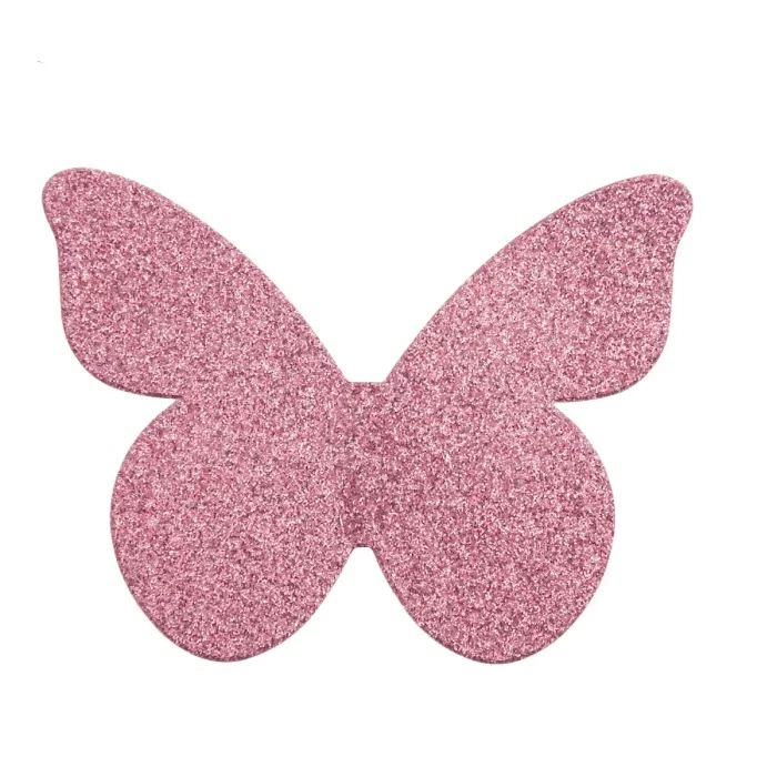 Conjunto de 12 Decorações de Borboletas 3D em Rosa Dourado