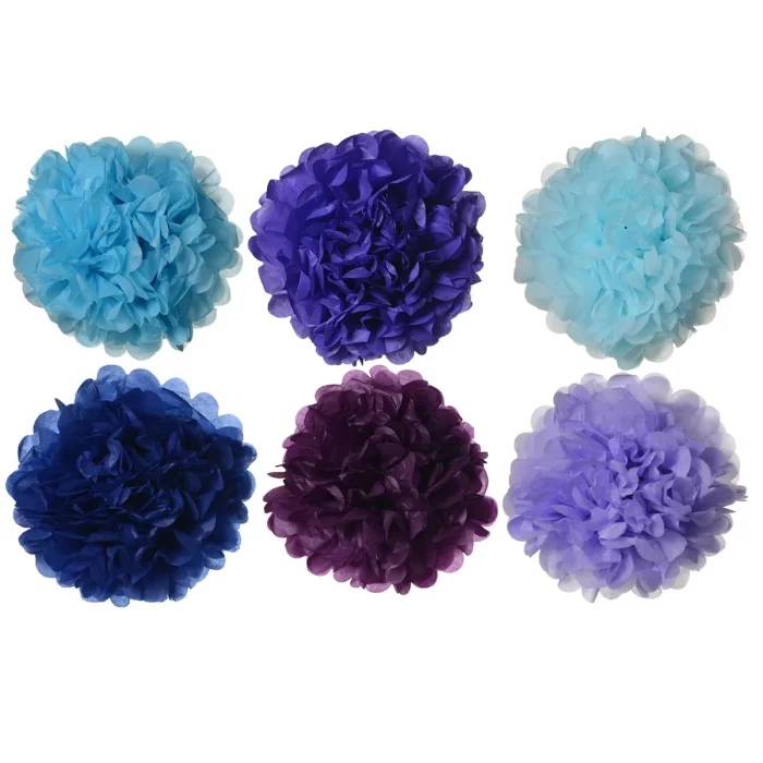 Pompons de papel coloridos perfeitos para decorações de festa de aniversário;Dimensões de 25cm