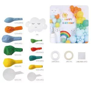 Este kit contém 71 peças de balões coloridos de alta qualidade.Perfeito para festas de aniversário