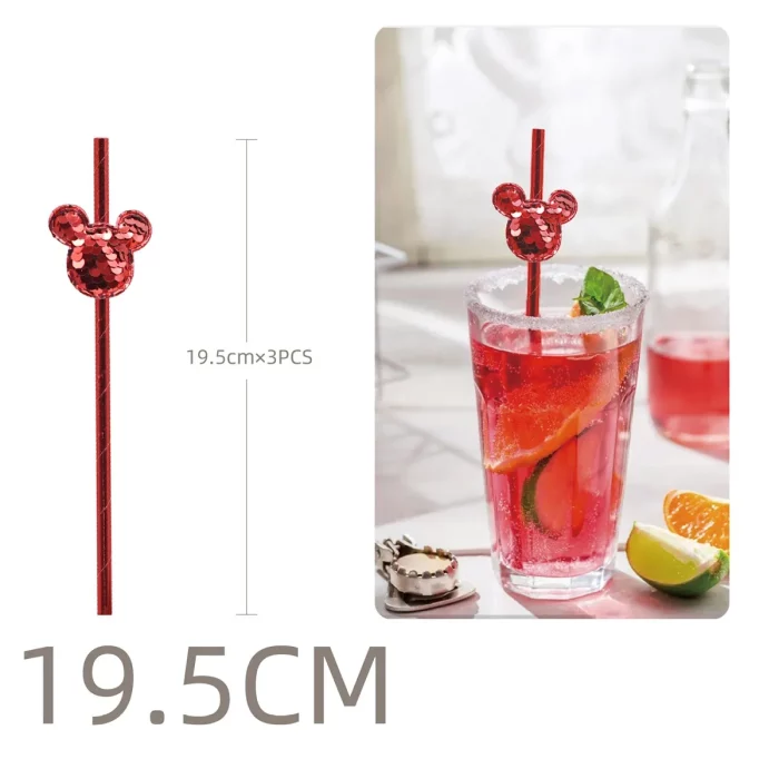 Este pacote contém 3 palhinhas de festa em vermelho rico e vibrante