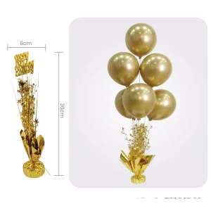 Exclusiva Decoração de Mesa de Aniversário Dourado perfeita para qualquer celebração.Suporte para balões em dourado