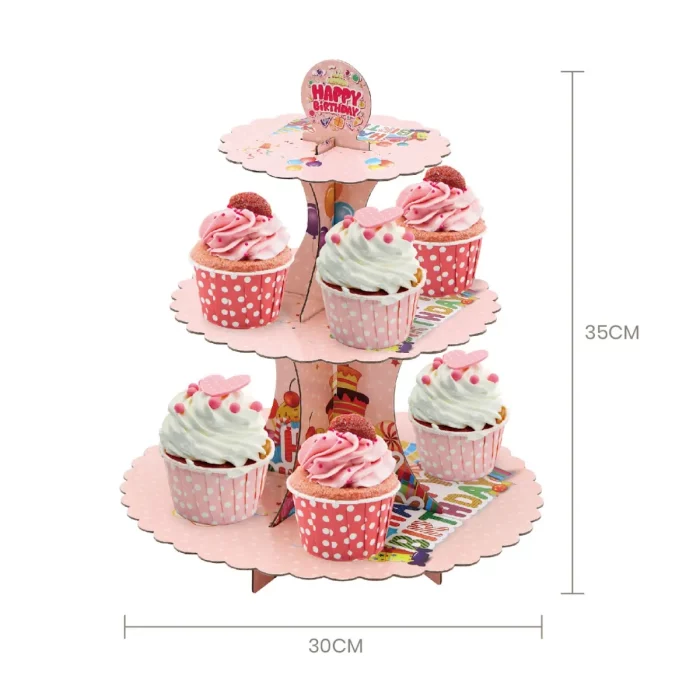 Desfrute de uma exibição elegante e atraente com nosso Suporte de Cupcakes Rosa em Forma de Balões