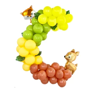 Kit completo com 64 balões temáticos dos animais da selva.Adicionar cor e diversão a qualquer ocasião festiva.Perfeito para aniversários com tema de selva.Balões coloridos e duráveis para decoração. Kit com 64 balões coloridos de animais da selva para alegrar festas de aniversário.