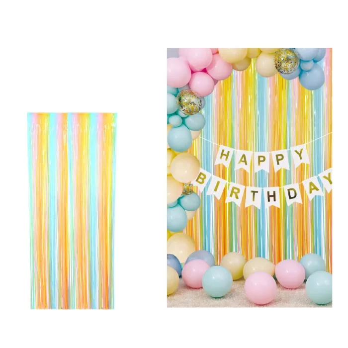 Deslumbrante Cortina de Festa Camuflada: Acrescenta um elemento de surpresa e emoção à sua festa. 2. Design Colorido: As cores brilhantes adicionam um toque de alegria à sua ocasião especial.