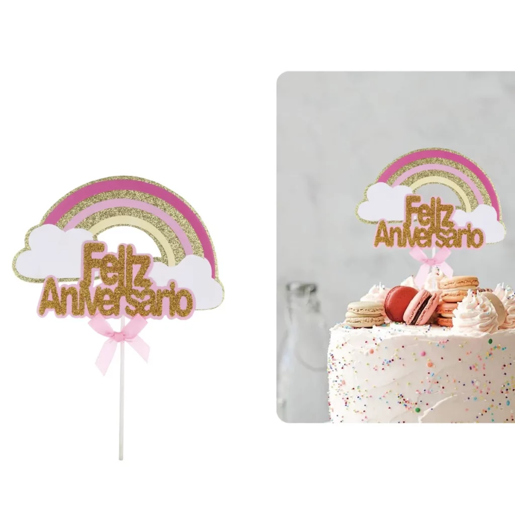 Topo de bolo colorido e vibrante