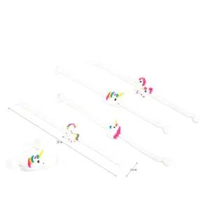 O pacote contém 4 peças de elegantes e coloridos braceletes de unicórnio