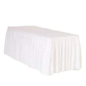 Saia de Mesa Branca de alto padrão medindo 73*426cm.Cor branca versátil