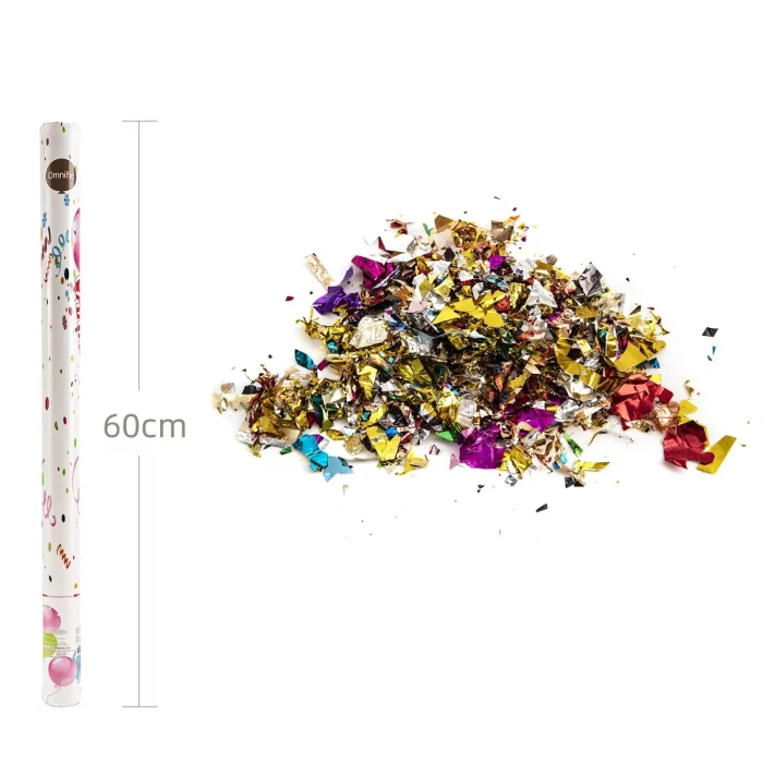 Canhão de Confetti repleto de partículas douradas para tornar seu aniversário brilhante e memorável. 2. Com tamanho convenientemente grande de 60cm