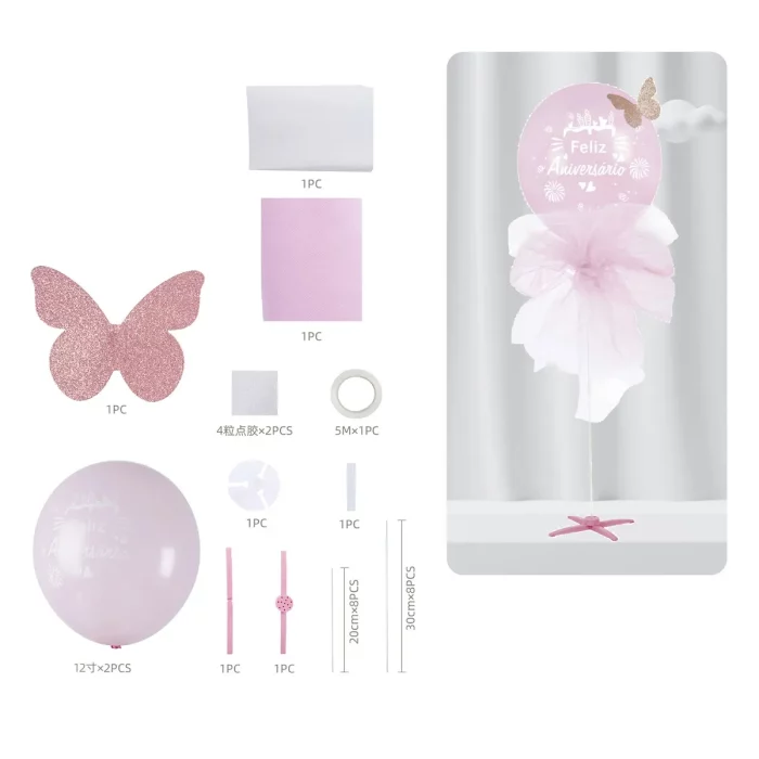 Este kit de balões rosa é perfeito para adicionar um toque festivo a qualquer celebração de aniversário.O kit vem com um suporte