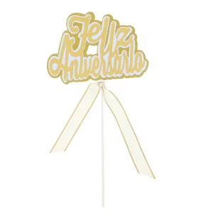 Topper de bolo luxuoso em cor dourada