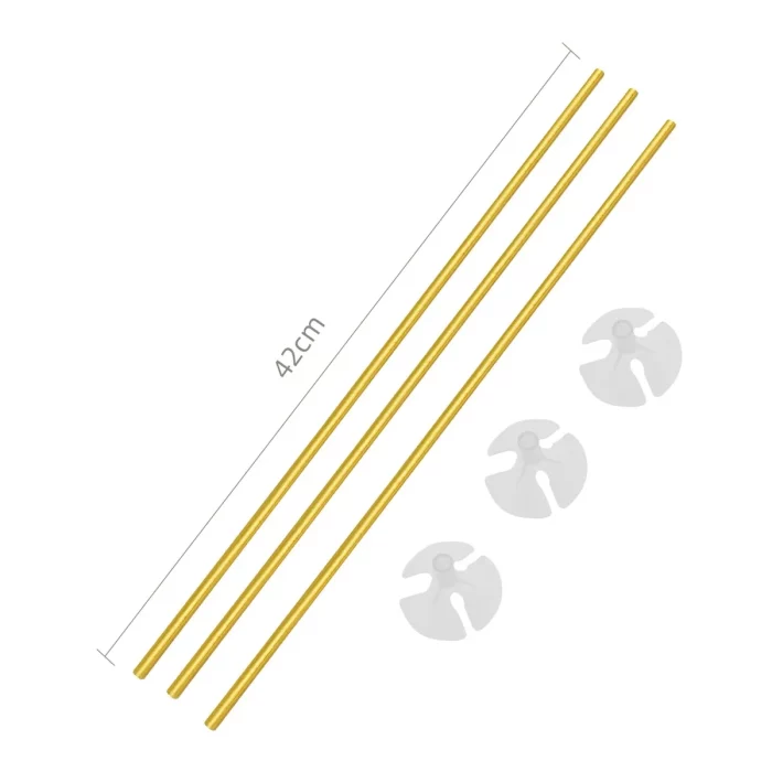 Varetas douradas de 42cm perfeitas para decoração de festa de aniversário.Pacote inclui 10 varetas de alta qualidade.Coloração dourada vibrante adiciona um toque sofisticado em qualquer evento.Tamanho ideal para balões de diferentes tamanhos. Pacote com 10 varetas para balões de 42cm na cor dourada