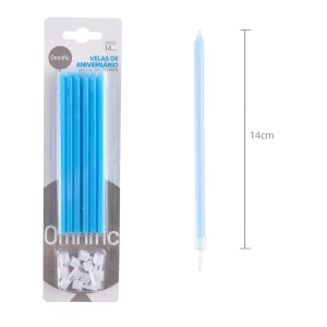 Kit contém 12 velas de aniversário de alta qualidade na cor azul