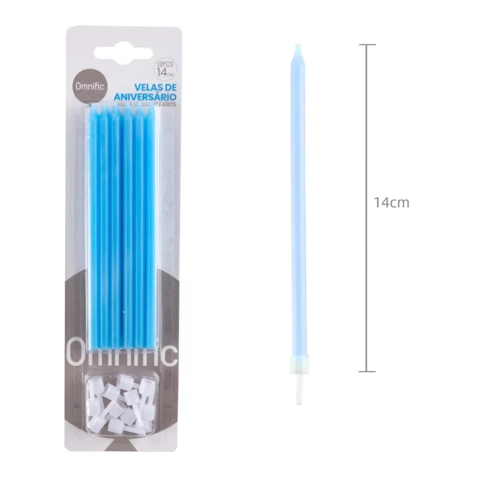 Kit contém 12 velas de aniversário de alta qualidade na cor azul