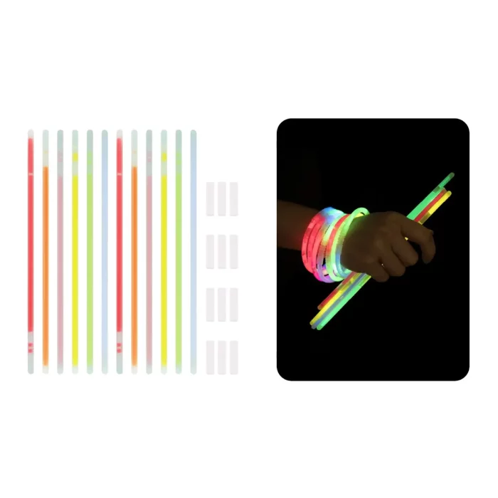Deixe suas festas e eventos mais animados com a pulseira luminoso! São 50 unidades de pulseiras fluorescentes que brilham no escuro. Ideal para festas noturnas