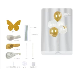 Kit completo: Conjunto de 5 balões metalizados em formato de borboleta