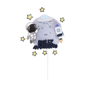 Decore o seu bolo de forma criativa e divertida com este topo de bolo de astronauta iluminado.