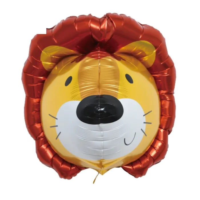 Balão de aniversário único e atraente no formato de uma cabeça de leão.Feito de Mylar durável