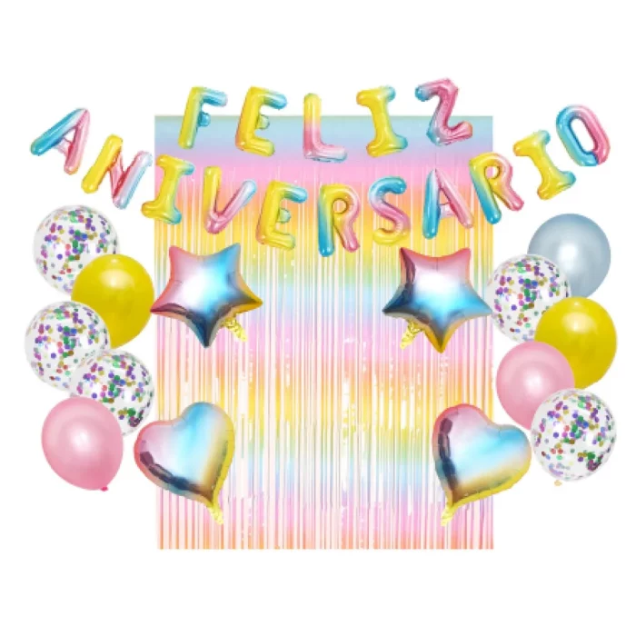 Kit de balões de aniversário gradiente com 30 peças inclusas.Impressão no padrão 'FELIZ ANIVERSÁRIO' para destacar a ocasião.Perfeito para festas de aniversário e celebrações especiais.As cores gradientes adicionam um toque de elegância à decoração de sua festa. Kit Balões de Aniversário com impressão 'FELIZ ANIVERSÁRIO'