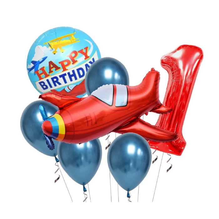 Dia de celebração inesquecível com nosso Kit de Balões Coloridos em Forma de Avião 7pcs.Perfeito para aniversários